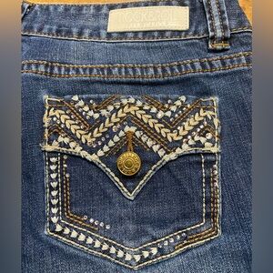 Rock & Roll Cowgirl Blue Jeans with Embroidered Pocket 34